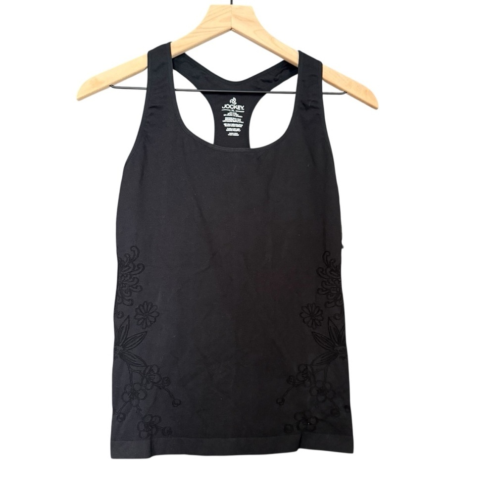 Jockey Black Embossed Floral Racerback Tank Top